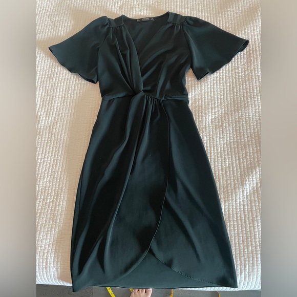 Zara dark green midi dress (Size S) - Picture 1 of 6